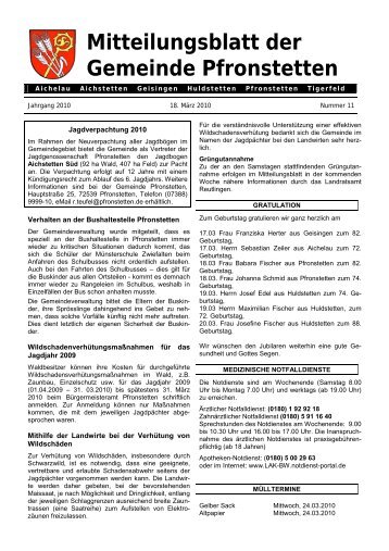 Mitteilungsblatt der Gemeinde Pfronstetten