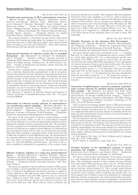 Semiconductor Physics Sectional Programme Overview ...