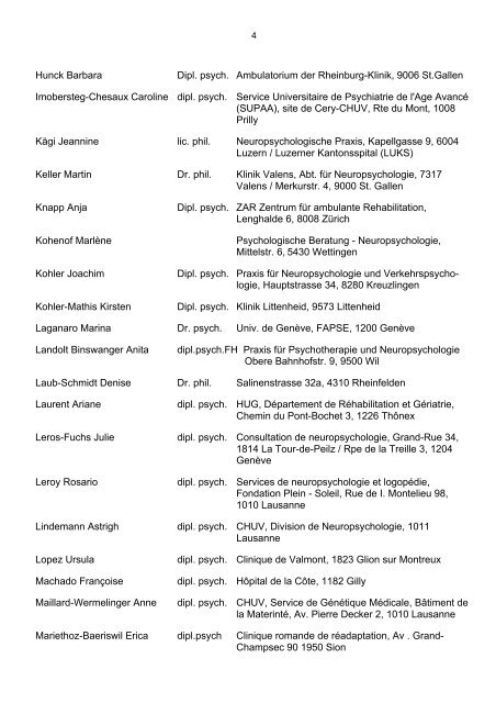 Liste der anerkannten Fachpersonen - SVNP