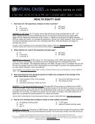 Health Equity Quiz (pdf) - Unnatural Causes