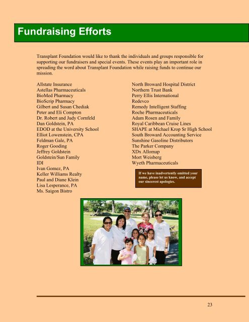 2007-2008 Annual Report - Transplant Foundation, Inc.