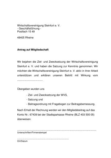 Mitgliedsantrag als PDF - Wirtschaftsvereinigung Steinfurt eV