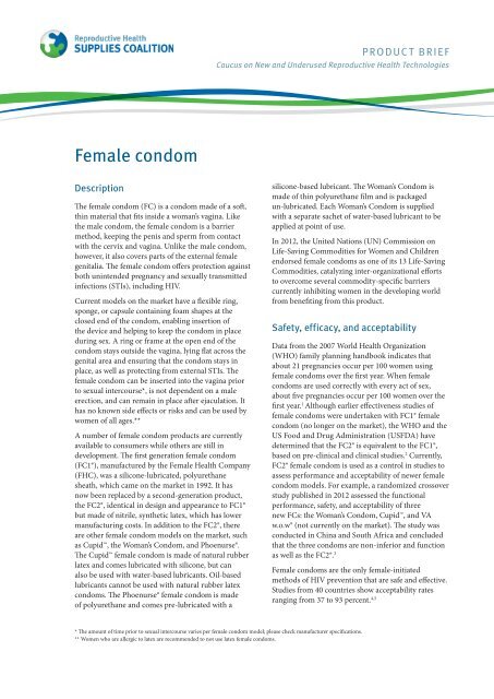 Female condom - Reproductive Health Supplies Coalition