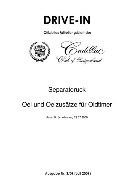 Artikel: Oeladditive, ZDDP - Cadillac Club of Switzerland