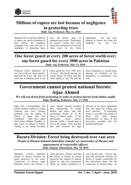 April - June, 2010 - Sustainable Development Policy Institute