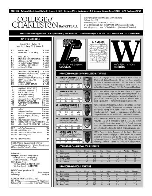 player profiles - College of Charleston Athletics