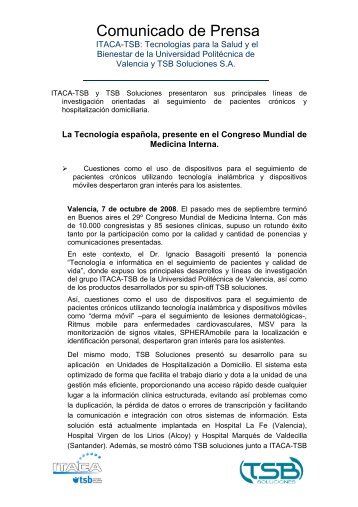 Nota de Prensa - TSB - Universidad PolitÃ©cnica de Valencia