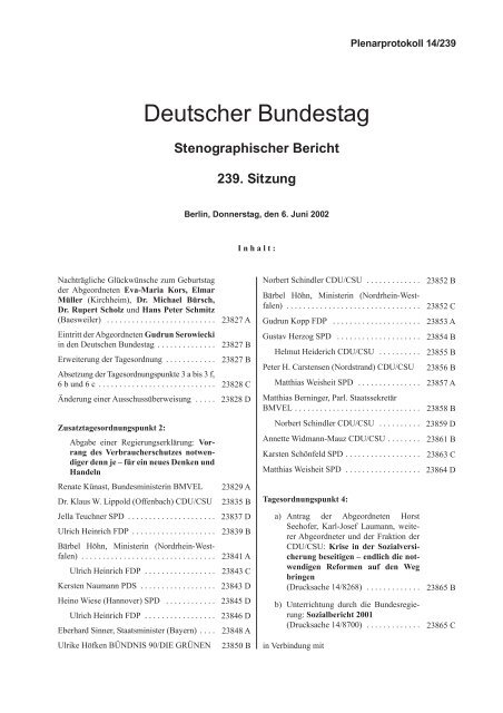 Stenographischer Bericht 239. Sitzung - Deutscher Bundestag