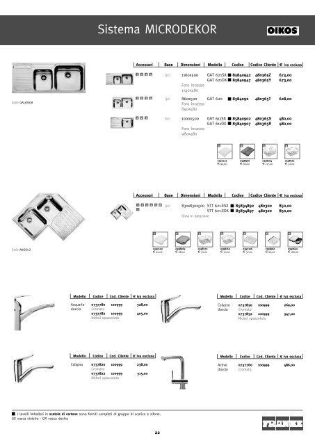 Listino elettrodomestici - lavelli - rubinetti - Formul.ru