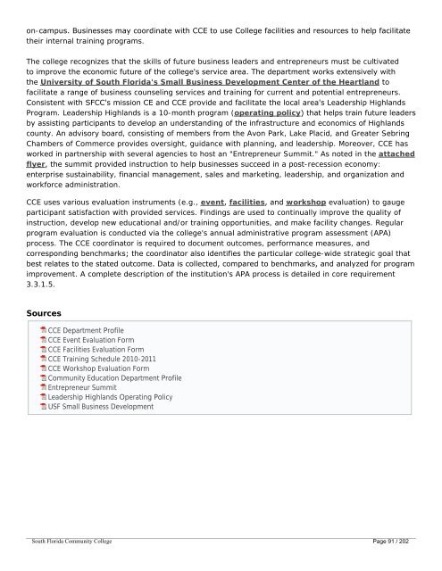 SACS Compliance Certification Report (PDF) - South Florida State ...