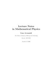 Lecture Notes in Mathematical Physics - New Mexico Tech