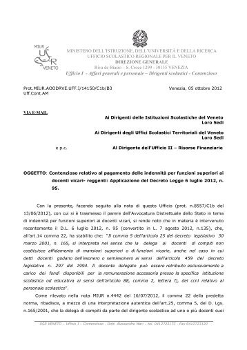 Nota USRV prot.n.14150 - Ufficio Scolastico Territoriale di Venezia