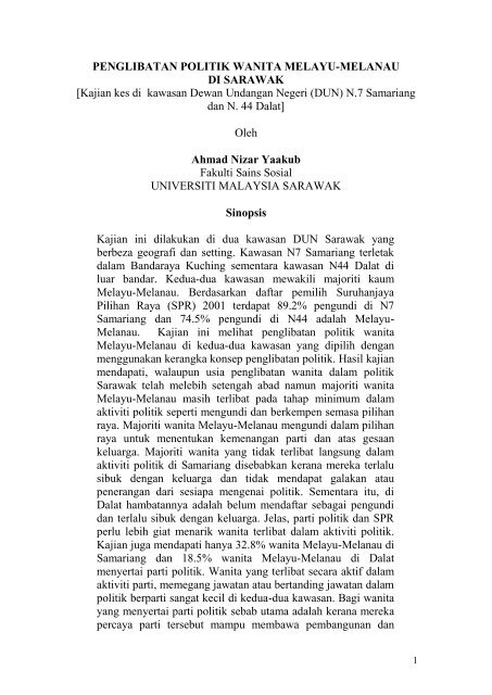 Malay/Melanau women in Sarawak politics - FSS - Universiti ...