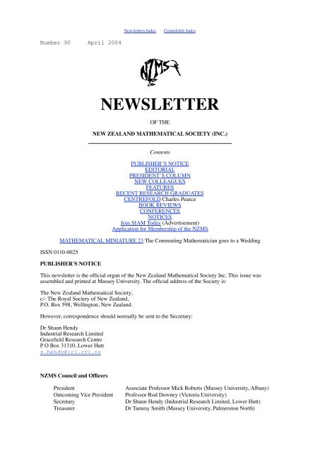newsletter - New Zealand Mathematical Society