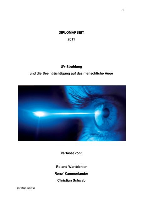 UV-Strahlung - Private HTL des Landes Tirol - Kolleg für Optometrie