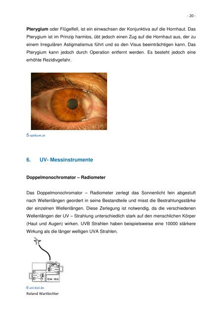 UV-Strahlung - Private HTL des Landes Tirol - Kolleg für Optometrie