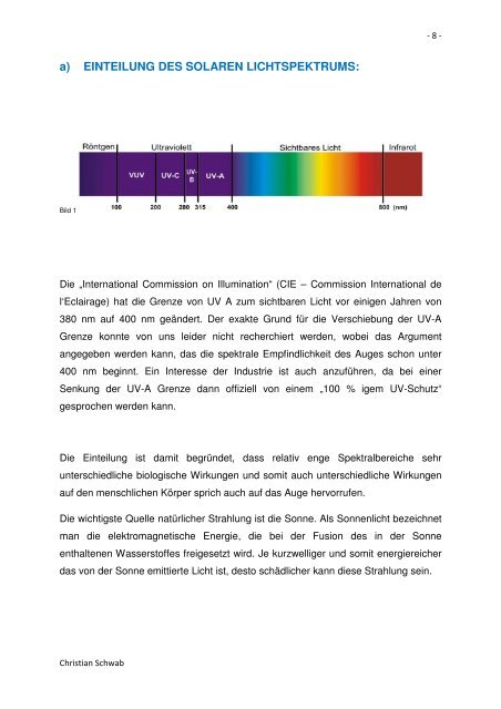UV-Strahlung - Private HTL des Landes Tirol - Kolleg für Optometrie