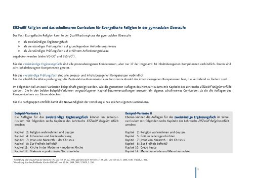 Elfzwölf Religion und das Elfzwölf Religion und das schulinterne ...