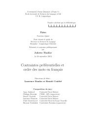 Contraintes prÃ©fÃ©rentielles et ordre des mots en franÃ§ais - UFR de ...