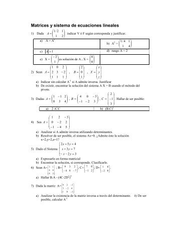 Matrices y sistema de ecuaciones lineales