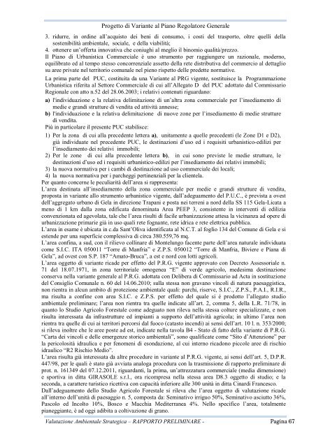 Rapporto preliminare per la Valutazione ... - Comune di Gela