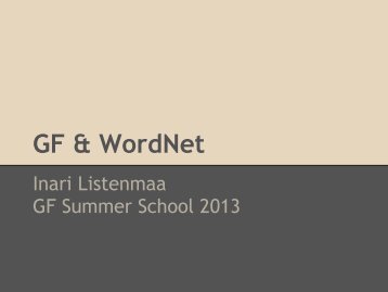 GF & WordNet - Grammatical Framework