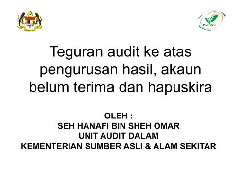 Teguran audit ke atas pengurusan hasil, akaun - NRE