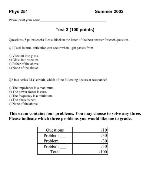 take home test - Web Physics