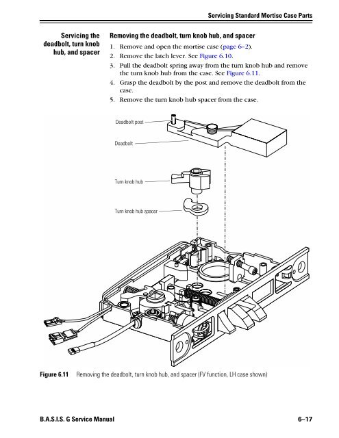 B.A.S.I.S. G Service Manual [T63300] - Best Access Systems