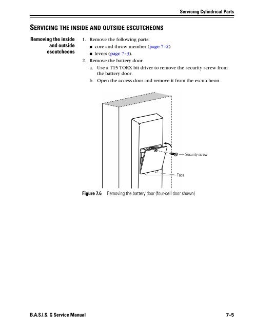 B.A.S.I.S. G Service Manual [T63300] - Best Access Systems