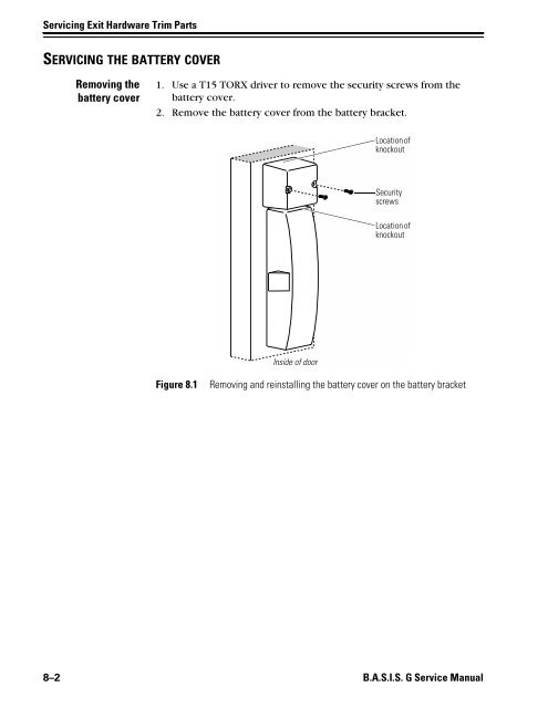 B.A.S.I.S. G Service Manual [T63300] - Best Access Systems