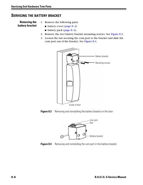 B.A.S.I.S. G Service Manual [T63300] - Best Access Systems