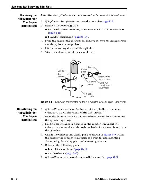 B.A.S.I.S. G Service Manual [T63300] - Best Access Systems