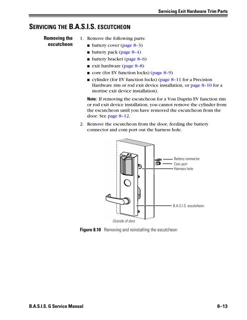 B.A.S.I.S. G Service Manual [T63300] - Best Access Systems