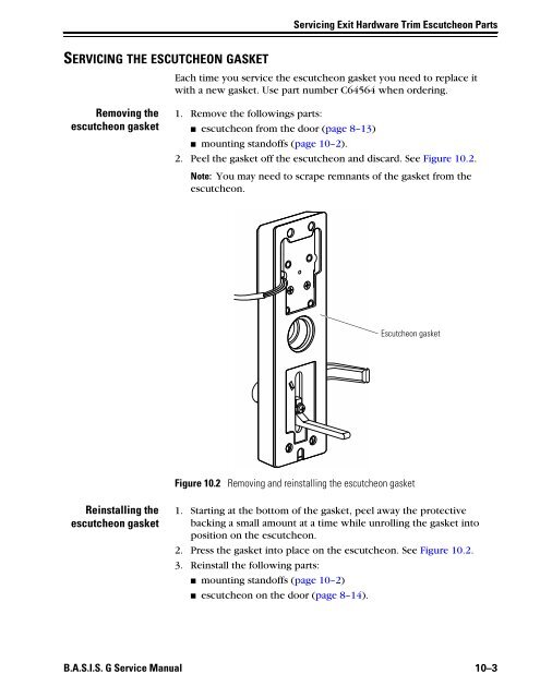 B.A.S.I.S. G Service Manual [T63300] - Best Access Systems