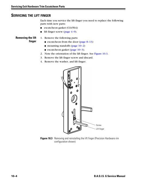 B.A.S.I.S. G Service Manual [T63300] - Best Access Systems