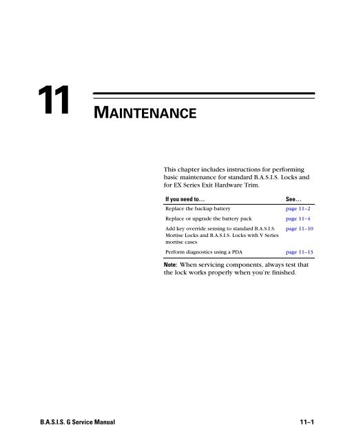 B.A.S.I.S. G Service Manual [T63300] - Best Access Systems