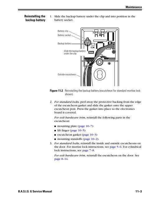 B.A.S.I.S. G Service Manual [T63300] - Best Access Systems