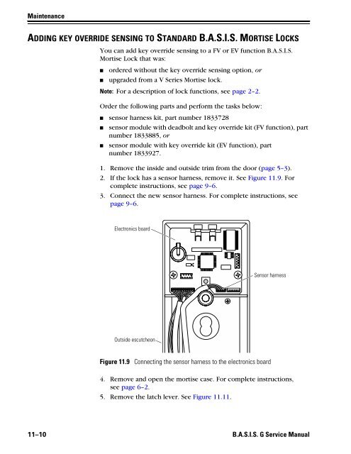 B.A.S.I.S. G Service Manual [T63300] - Best Access Systems