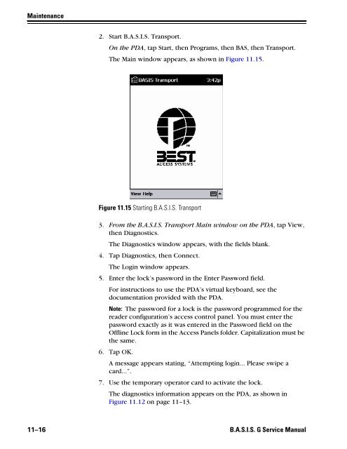 B.A.S.I.S. G Service Manual [T63300] - Best Access Systems