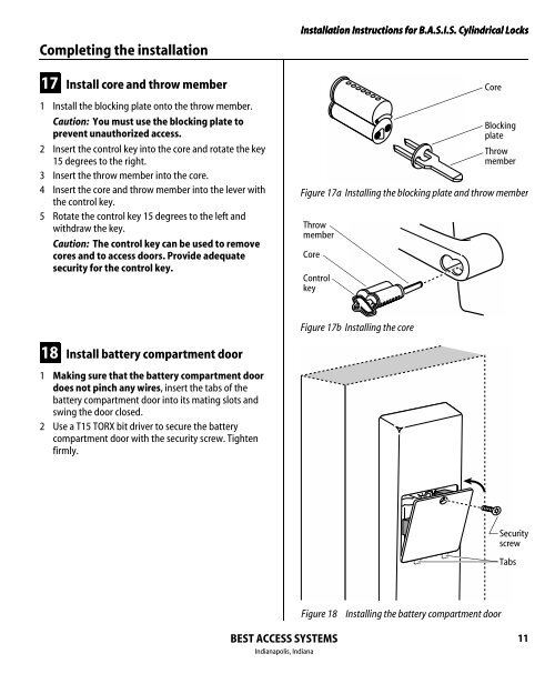 B.A.S.I.S. G Service Manual [T63300] - Best Access Systems