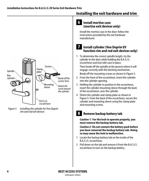 B.A.S.I.S. G Service Manual [T63300] - Best Access Systems