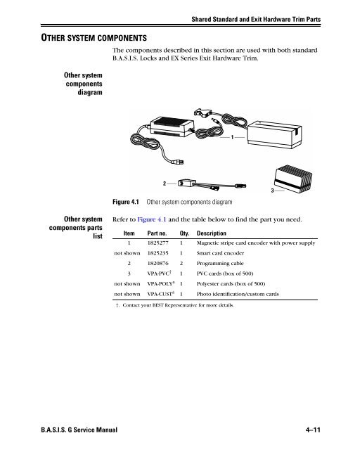 B.A.S.I.S. G Service Manual [T63300] - Best Access Systems