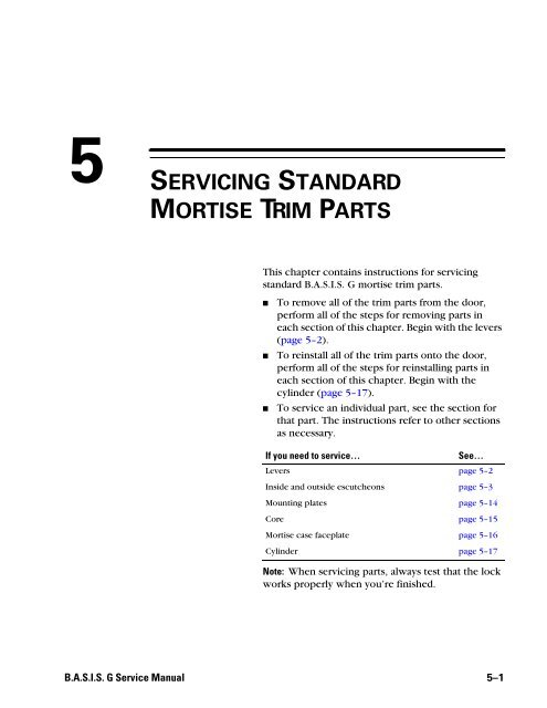 B.A.S.I.S. G Service Manual [T63300] - Best Access Systems