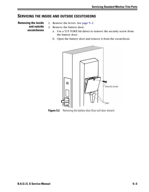 B.A.S.I.S. G Service Manual [T63300] - Best Access Systems