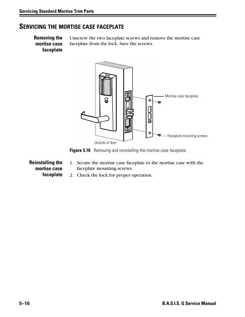 B.A.S.I.S. G Service Manual [T63300] - Best Access Systems