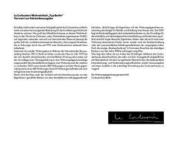 Le Corbusiers Wohneinheit „Typ Berlin“ Vorwort zur Faksimileausgabe