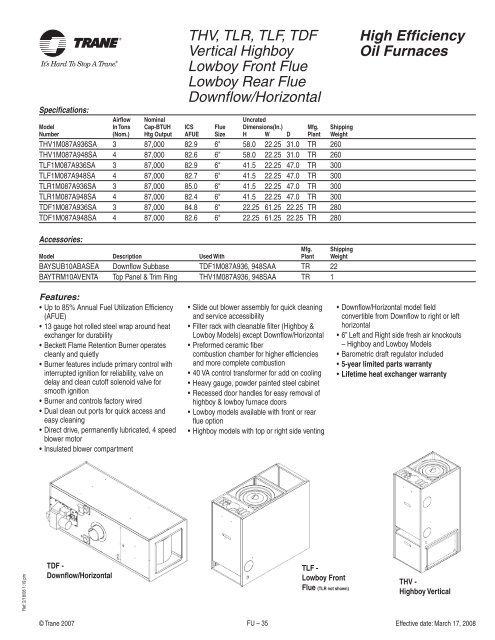 2008 Trane Product Catalog - Blue Phoenix Mechanical