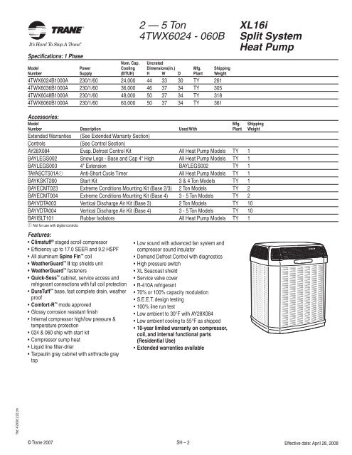 2008 Trane Product Catalog - Blue Phoenix Mechanical