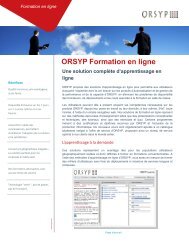 ORSYP Formation en ligne Une solution complÃ¨te d'apprentissage ...